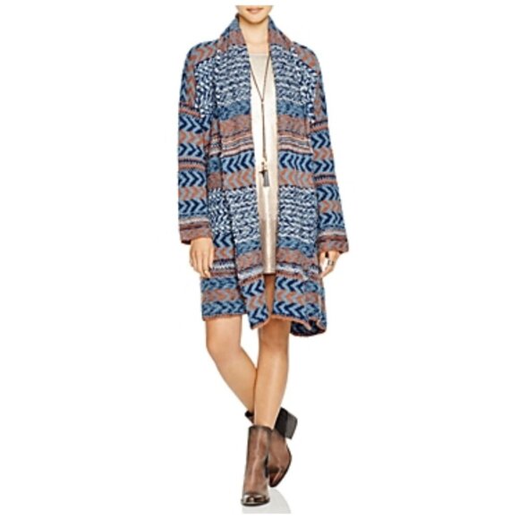 Free People Iona Wrap Cardigan Sweater Eyelash Yarn Belted Women's SZ Medium - Picture 13 of 13